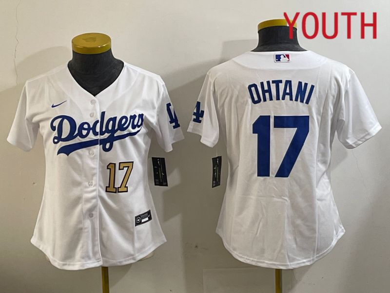 Youth Los Angeles Dodgers 17 Ohtani White Game 2024 Nike MLB Jersey style 11202
